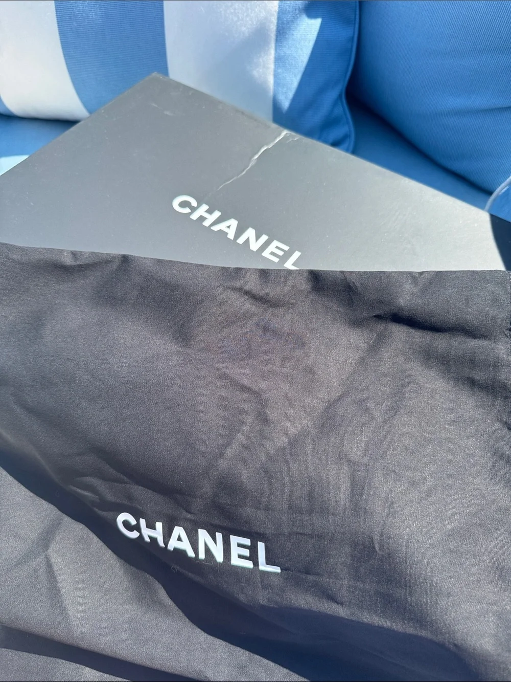 CHANEL Coral Quilted Leather Crossbody with Blue and Mint Trim
